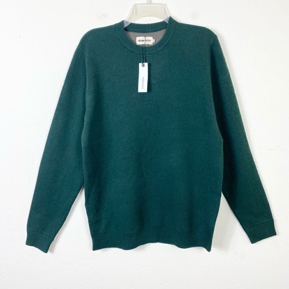 Taylor Stitch Dark Green Wool Blend Crewneck The Double Knit Sweater in Forest